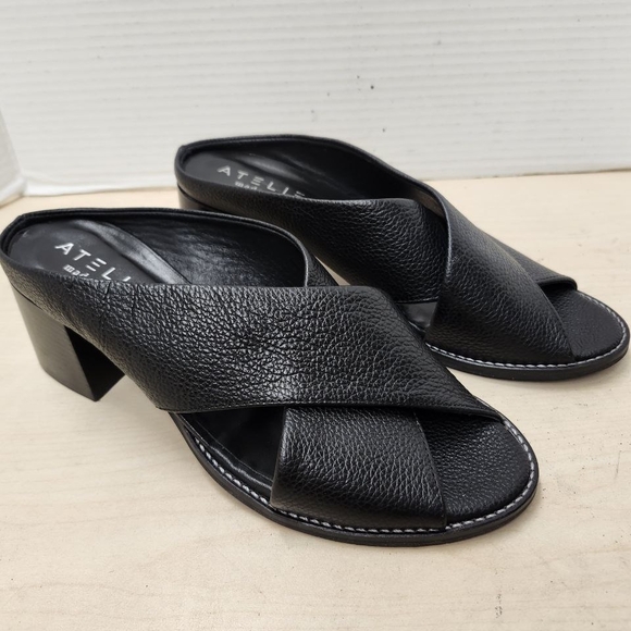 Women's Ateliers leather made in Italy, Slide Sandals Size 7.5 - Picture 2 of 6